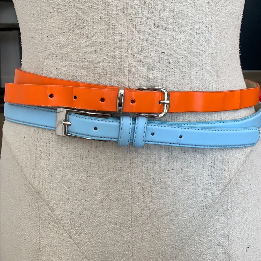 Blue & Orange Genuine Leather belt bundle